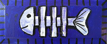 Keyhook Fish Paper Mache Painting Copyright 2018 Elise McClellan Figureheadarts.com